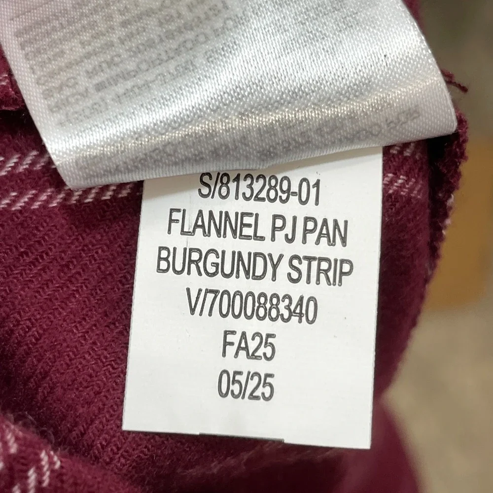 GapBody Mens XL Flannel Pajama Pants Burgundy Striped Cotton Sleep Bottoms NWT